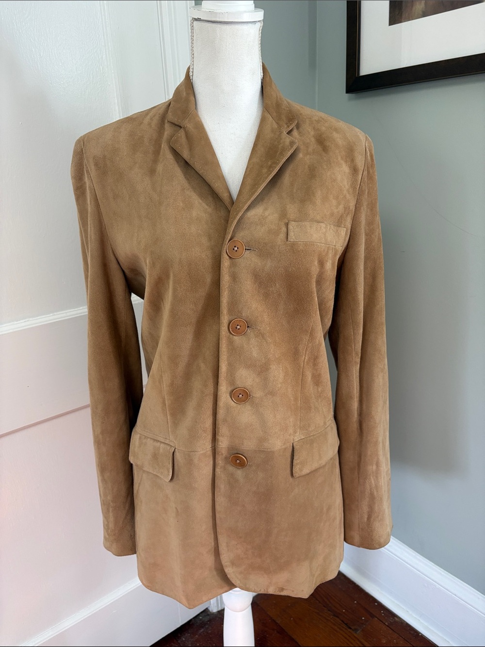 Ralph Lauren Purple Label Tan Suede Women’s Sport Coat Blazer size 8 Made in USA